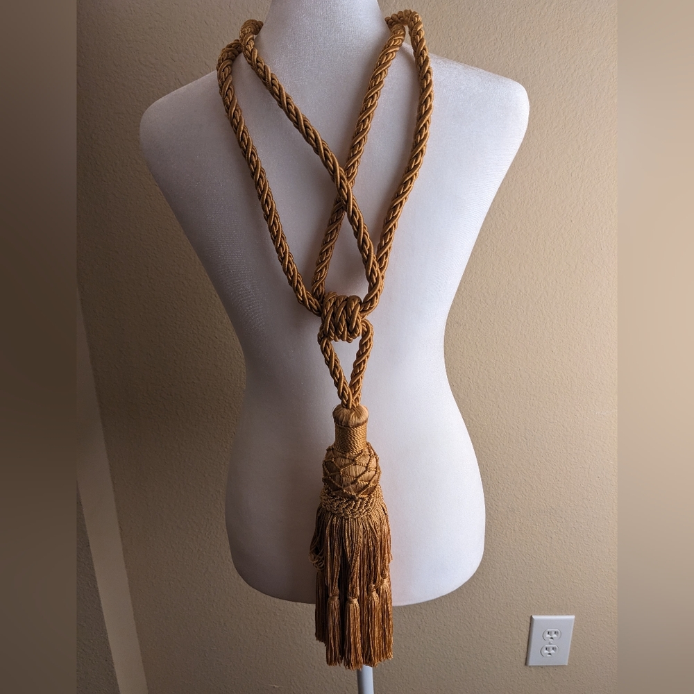 Qty 2) 28" gold drapery tassel tieback